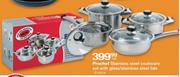 Prochef 8 Piece Stainless Steel Cookware set With Glass/Stainless Steel Lids-Per Set