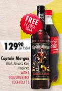 Captain Morgan Black Jamaica Rum Imported-750ml With A Complimentary 1Ltr Coca Cola 