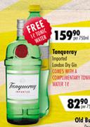 Tanqueray Imported London Dry Gin 750ml With A Complimentary 1Ltr Tonic Water