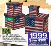 Set Of Four Boxes With American Flag 