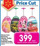 Disney Cars Raceway, Minnie, Turtles Or Barbie Onboard Trolley-Each