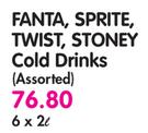 Fanta, Sprite, Twist, Stoney Cold Drinks-8 x 2Ltr