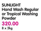 Sunlight Hand Wash Regular or Tropical Washing Powder-8 x 2kg