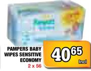Pampers Baby Wipes Sensitive Economy-2x56's