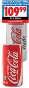 Coca-Cola, Light, Zero, Tab Or Schweppes Cans-24x200Ml