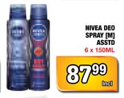 Nivea Deo Spray (M) Assorted - 6 x 150ml