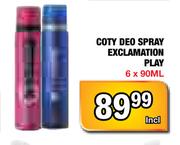 Coty Deo Spray Exclamation Play - 6 x 90ml