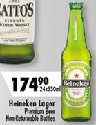 Heineken Lager Premium Beer Non-Refundable Bottles-24x330Ml