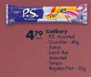 Cadbury P.S Crunchie-40Gm, Astros, Lunch Bar Assorted Tempo Regular/Nut-52Gm Each