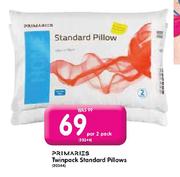 Primaries Twinpack Standard Pillows-Per 2 Pack