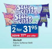 Sta-Soft Fabric Softener Refill-2x500ml