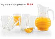 Jug And 6 Hi Ball Glasses Set