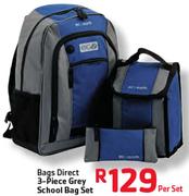 Bags Direct 3-Piece Grey School Bag Set-Per Set