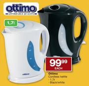Ottimo 1.7Ltr Black/White Cordless Kettle-Each