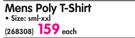 Mens Poly T-Shirt Size-Sml-XXl-Each