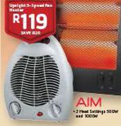 Aim Upright 3 Speed Fan Heater