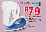 Counter Point 1.7Ltr Corded Kettle(1850W To 2200W) Or Steam And Dry Iron-1200W Each