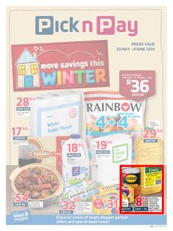 Pick N Pay WC : Winter Savings (20 May - 8 Jun 2014), page 1