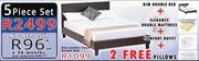 Kim Double Bed + Elegance Double Mattress + Comfort Duvet + 2 Pillows-Per Set