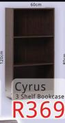 Cyrus 3 Shelf  Bookcase