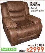 Janlie Recliner Fabric Brown Only