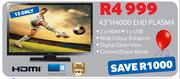 Samsung 43" H4000 EHD Plasma