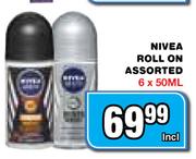 Nivea Roll On Assorted-6x50ml
