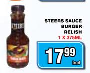 Steers Sauce Burger Relish-1x375ml