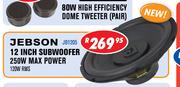 Jebson 12 Inch Subwoofer 250W Max Power 120W RMS JB1205