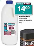 House Brand Full Cream Milk-2ltr Each