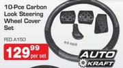 Auto Kraft 10 Piece Carbon Look Steering Wheel Cover Set-Per Set