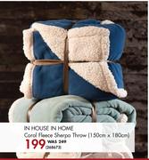 In House In Home Coral Fleece Sherpa Throw 150x180Cm