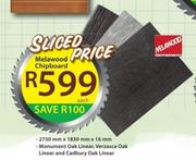 Melawood Chipboard- 2750x1830x16mm Each