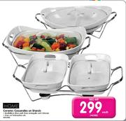 Home Ceramic Casseroles On Stands Each