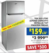 Tek 225L(Gross Capacity) Metallic Top Freezer Fridge