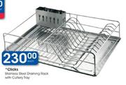 Clicks Stainless Steel Draining Rack With Cutlery Tray Each