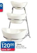Clicks 4-Piece White Porcelain Trio Set-Per Set