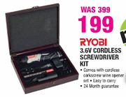 Ryobi 3.6V Cordless Screwdriver Kit