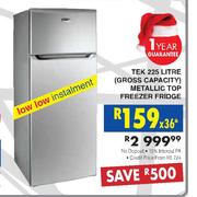 Tek 225 Litre (Gross Capacity) Mettallic Top Freezer Fridge