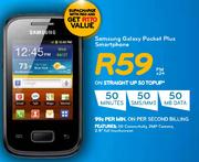 Samsung Galaxy Pocket Plus Smartphone-On Straight Up 50 Topup
