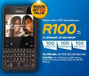 Nokia Asha 210 Smartphone-On Straight Up 100 Topup