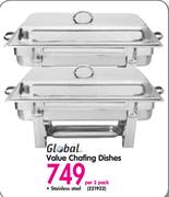 Global Stainless Steel Value Chafing Dishes-Per 2 Pack