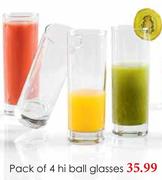Pack Of 4 Hi Ball Glasses