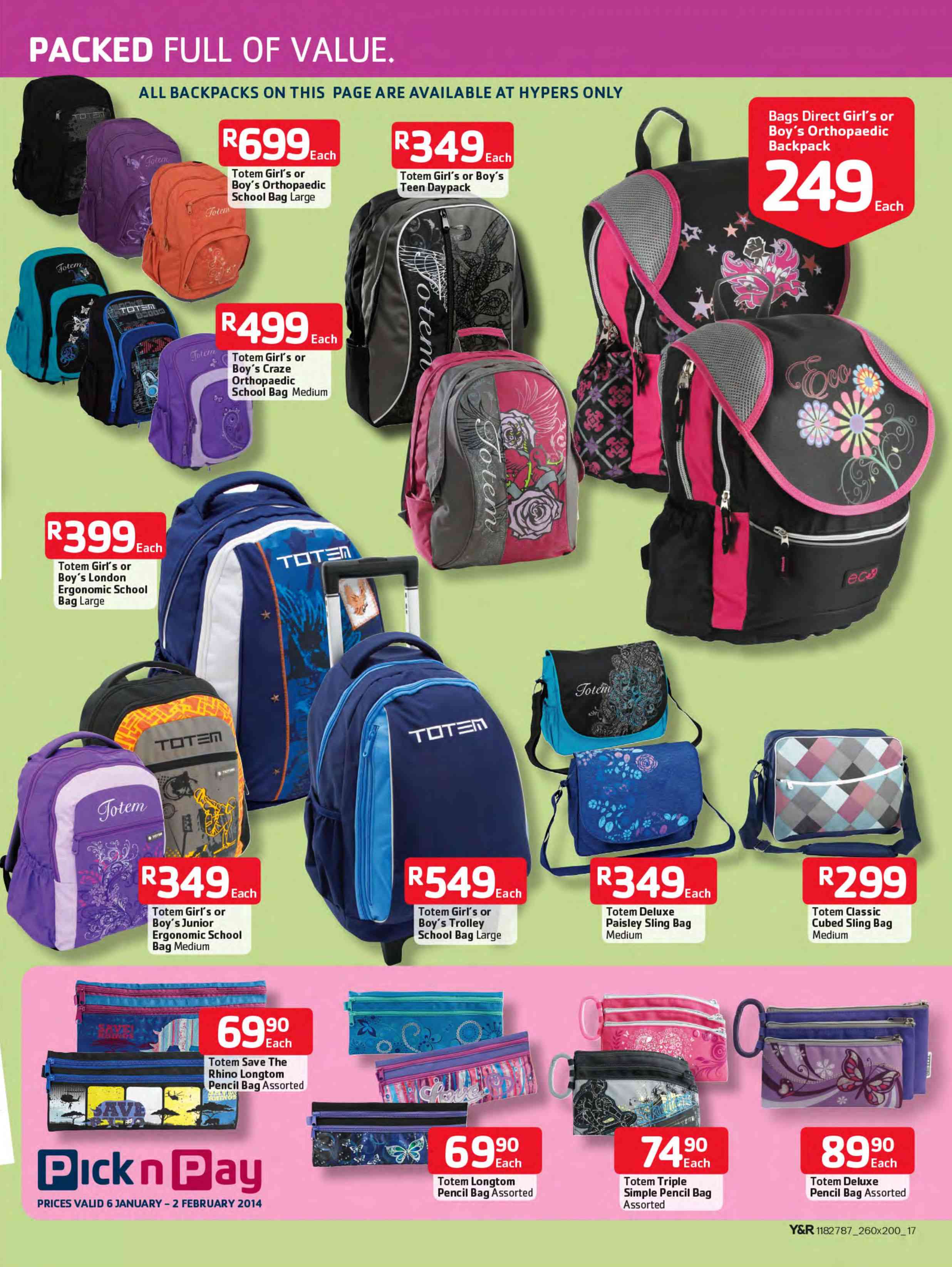 totem school bags prices