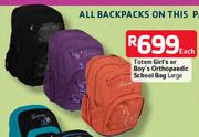 Totem Girl's Or Boy's Orthopaedic Large School Bag Each 