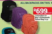 Totem Girl's Or Boy's Orthopaedic School Bag Large-Each