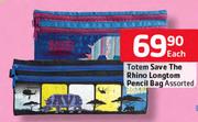 Totem Save The Rhino Longtom Pencil Bag Assorted Each