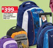 Totem Girl's Or Boy's London Ergonomic Large School Bag Each