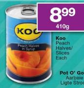 Koo Peach Halves/Slices-410g Each