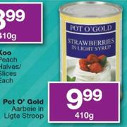 Pot o' Gold Aarbeie In Ligte Stroop-410g